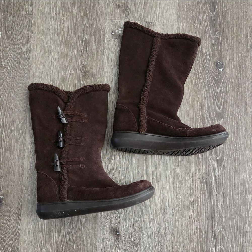 Rocket Dog Women's Brown Suede Shearling Mid Calf Winter Boots Size 9